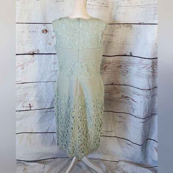Tadashi Shoji Lace Dress with Pintuck Jersey Waist Size 14 - Picture 2 of 6
